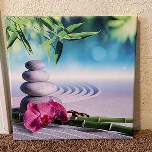 Tranquil Orchid and Bamboo Canvas Wall Art